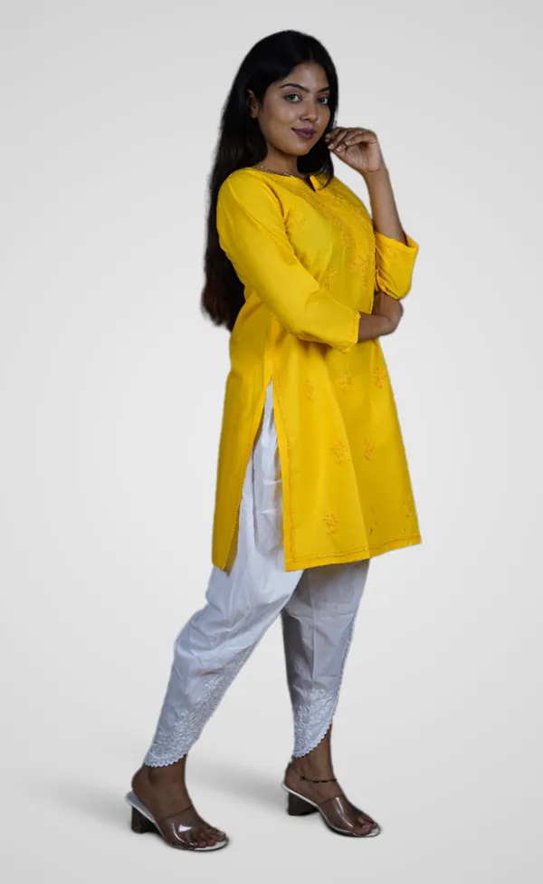 Yellow_Cotton_Premium_Short_Kurti_For_Women