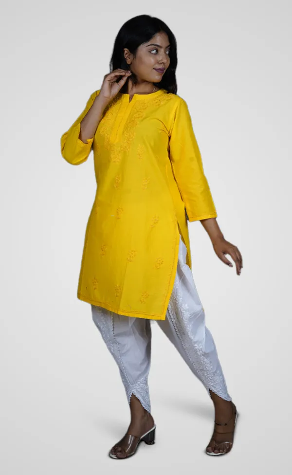 Yellow_Cotton_Premium_Short_Kurti_For_Women