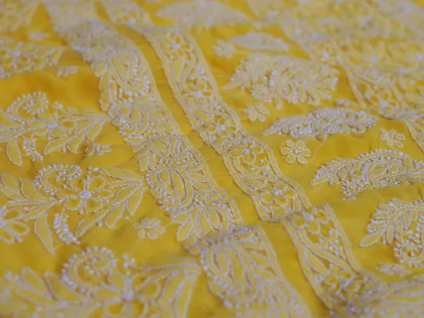 Yellow_georgette_chikankari_saree_NF5008