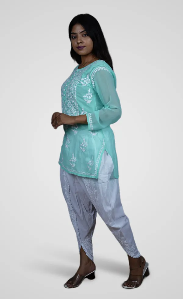 Sea_Green_Georgette_Premium_Short_Kurti_For_Women_NF1016