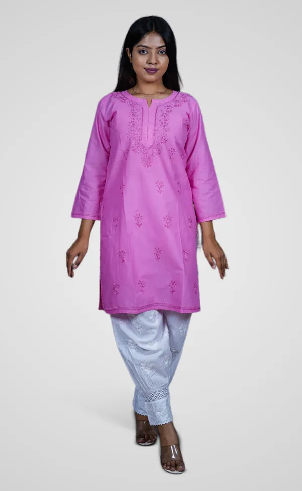 Pink_Cotton_Premium_Short_Kurti_For_Women