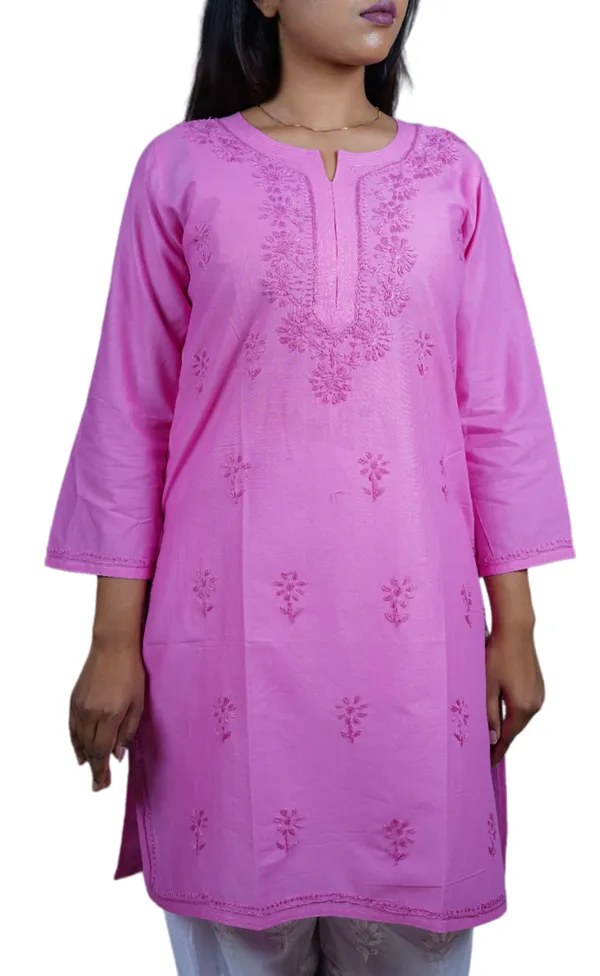 Pink_Cotton_Premium_Short_Kurti_For_Women