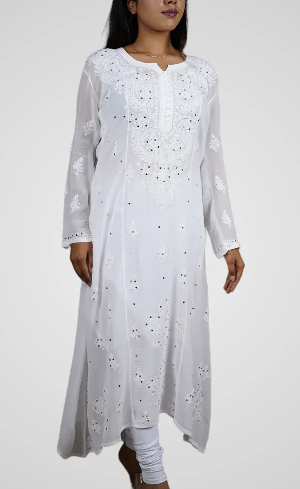 White_Georgette_Premium_Long_Kurti_For_Women