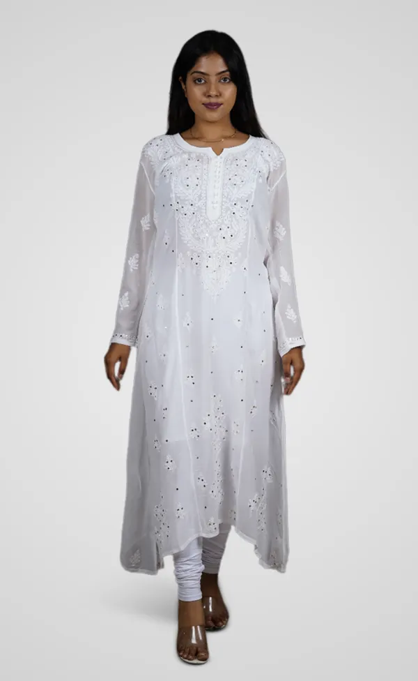 White_Georgette_Premium_Long_Kurti_For_Women