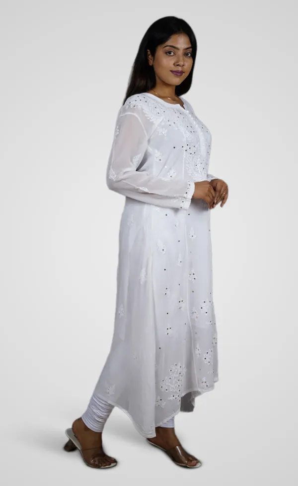 White_Georgette_Premium_Long_Kurti_For_Women