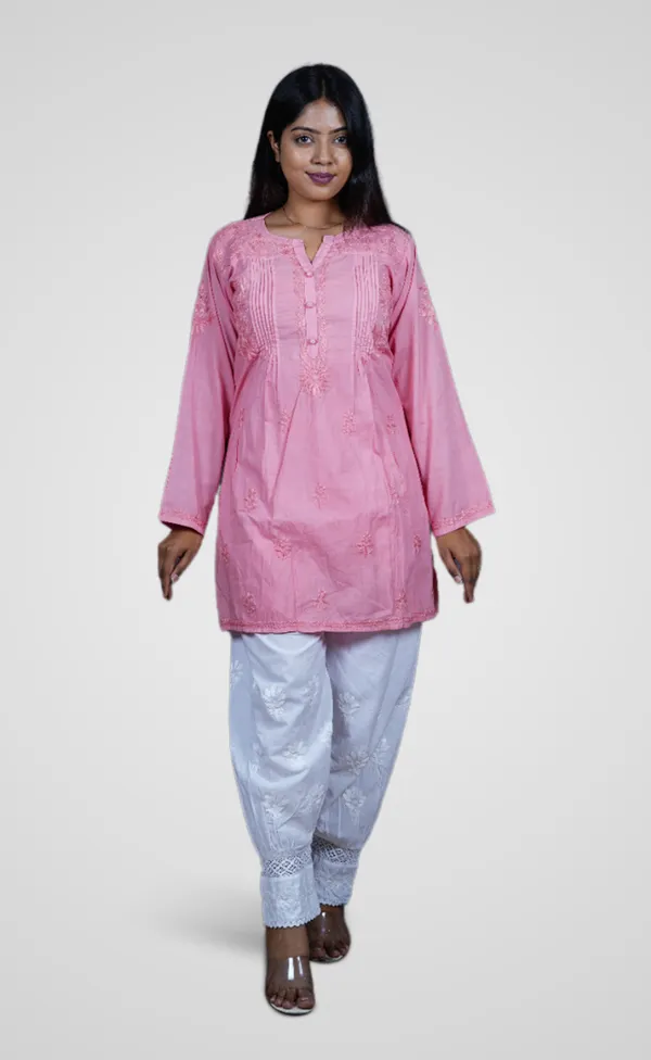Peach__Cotton_Premium_Short_Kurti_For_Women