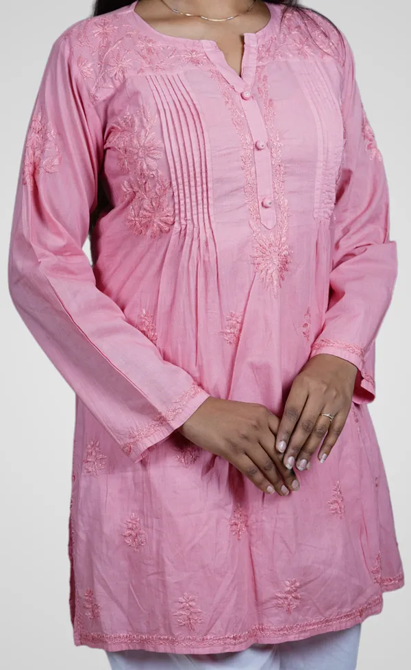 Peach__Cotton_Premium_Short_Kurti_For_Women