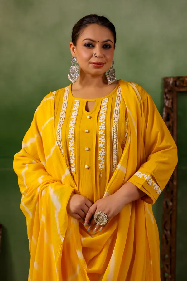 Yellow_Embroidery_Detailing_Suit_Set_For_Women_&_Girls
