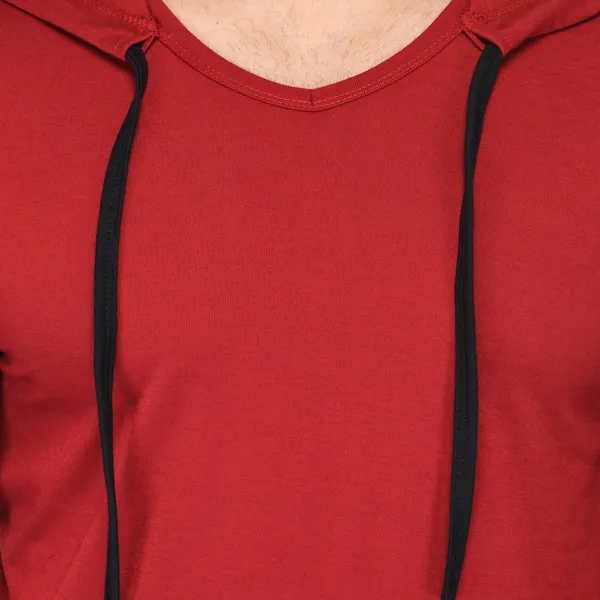 Maroon_Cotton_Solid_Men_Hooded_Neck_Regukar_Fit_T-Shirt_For_Men