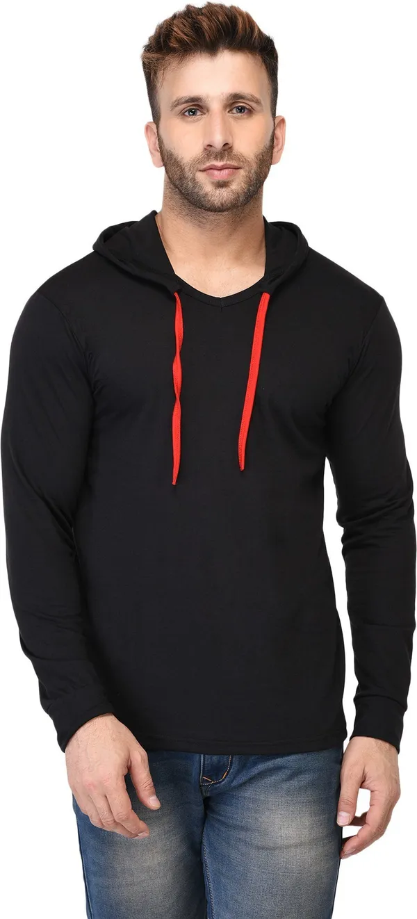 Black_Cotton_Solid_Hooded_Neck_Regukar_Fit_T-Shirt_for_men