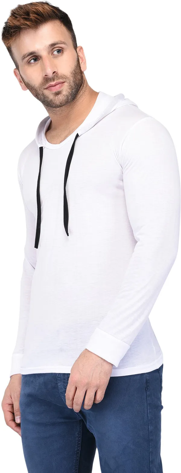White_Cotton_Solid_Hooded_Neck_Regukar_Fit_T-Shirt_For_Men