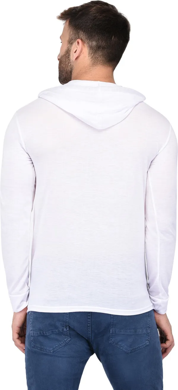 White_Cotton_Solid_Hooded_Neck_Regukar_Fit_T-Shirt_For_Men