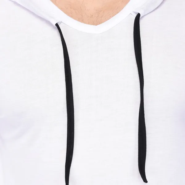 White_Cotton_Solid_Hooded_Neck_Regukar_Fit_T-Shirt_For_Men