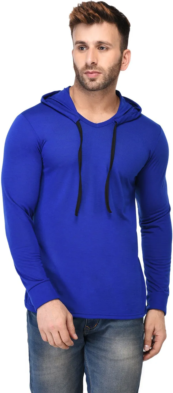 Dark_Blue_Cotton_Solid_Hooded_Neck_Regukar_Fit_T-Shirt_For_Men