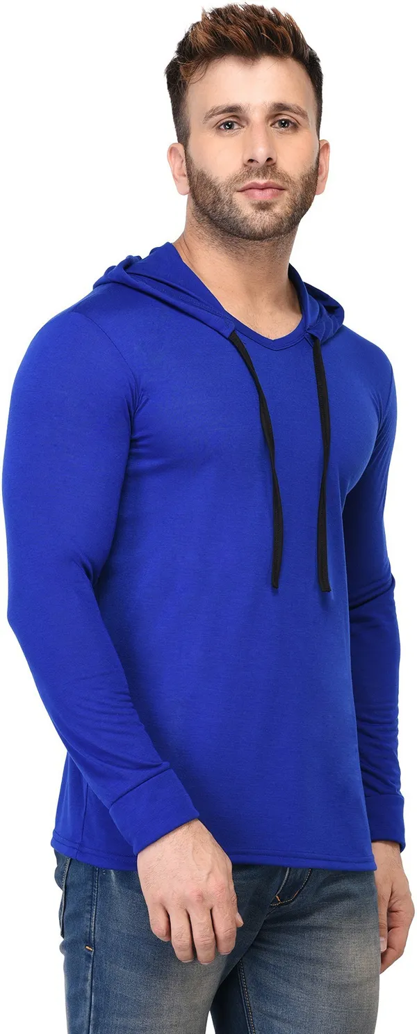 Dark_Blue_Cotton_Solid_Hooded_Neck_Regukar_Fit_T-Shirt_For_Men