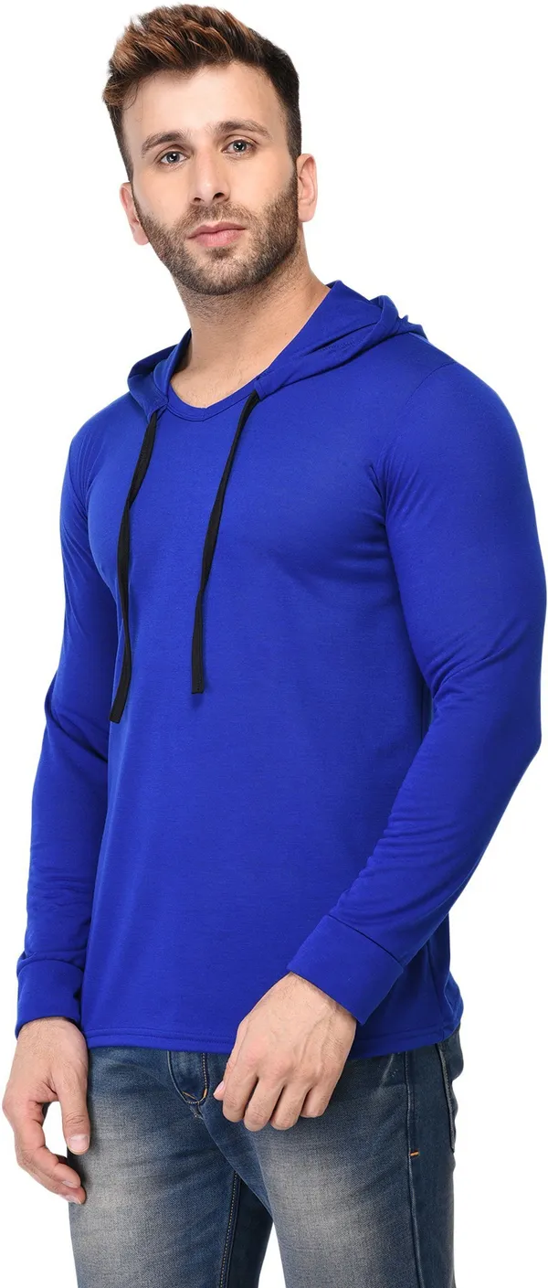 Dark_Blue_Cotton_Solid_Hooded_Neck_Regukar_Fit_T-Shirt_For_Men