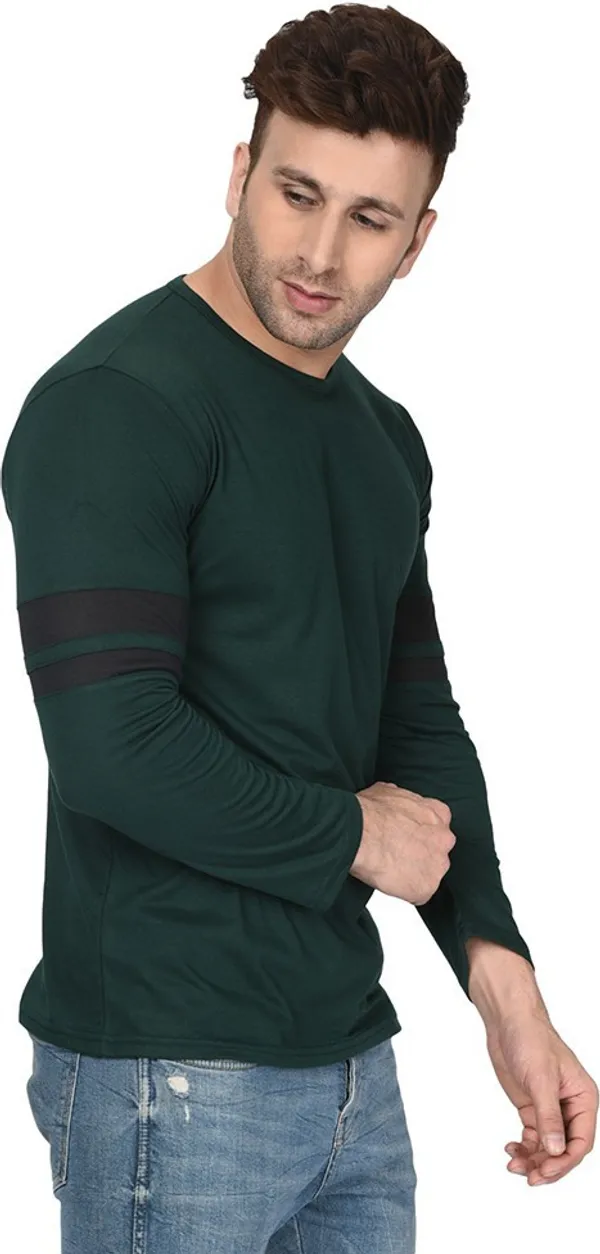Dark_Green_Cotton_Solid_Hooded_Neck_Regukar_Fit_T-Shirt_for_men