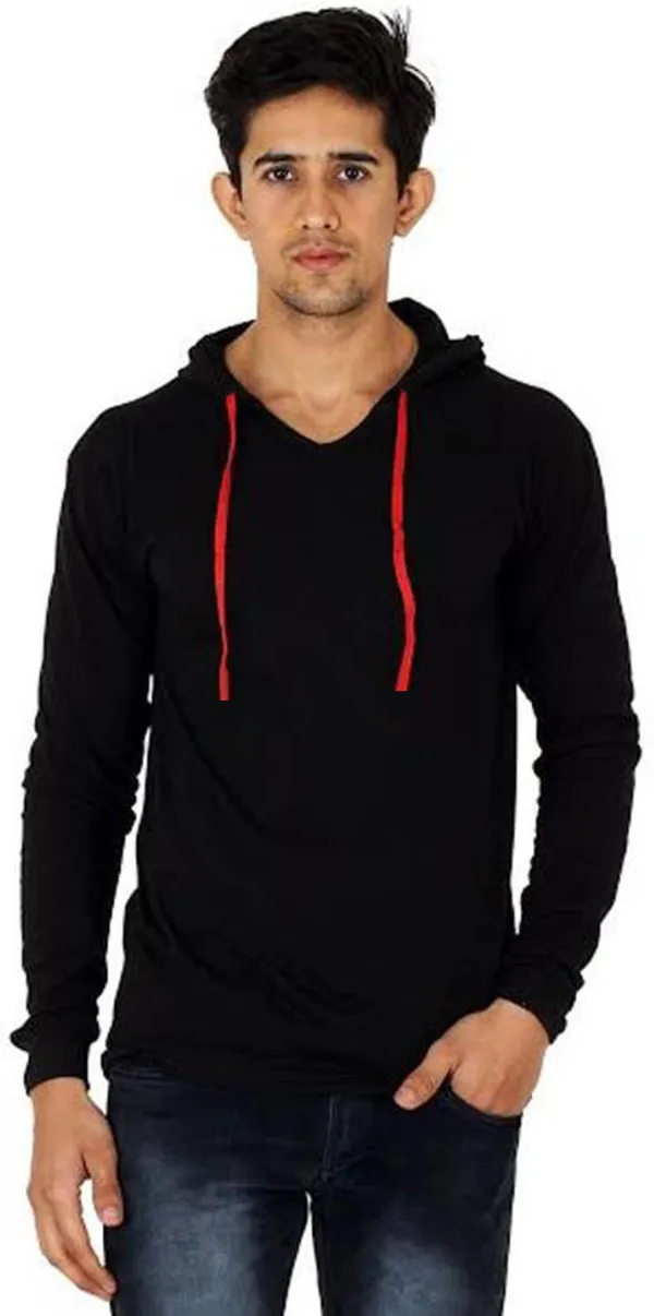 Black_Cotton_Solid_Hooded_Neck_Regukar_Fit_T-Shirt_For_Men