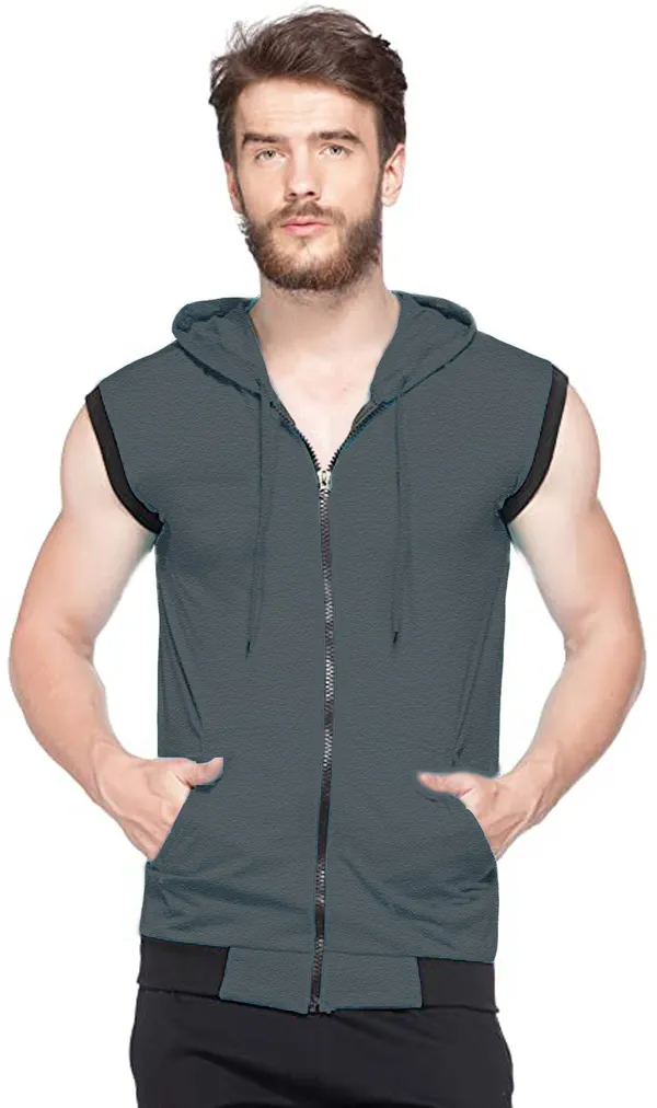 Grey_Cotton_Solid_Hooded_Neck_Regukar_Fit_T-Shirt_For_Men