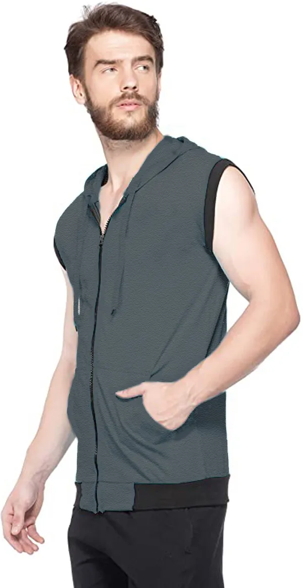 Grey_Cotton_Solid_Hooded_Neck_Regukar_Fit_T-Shirt_For_Men