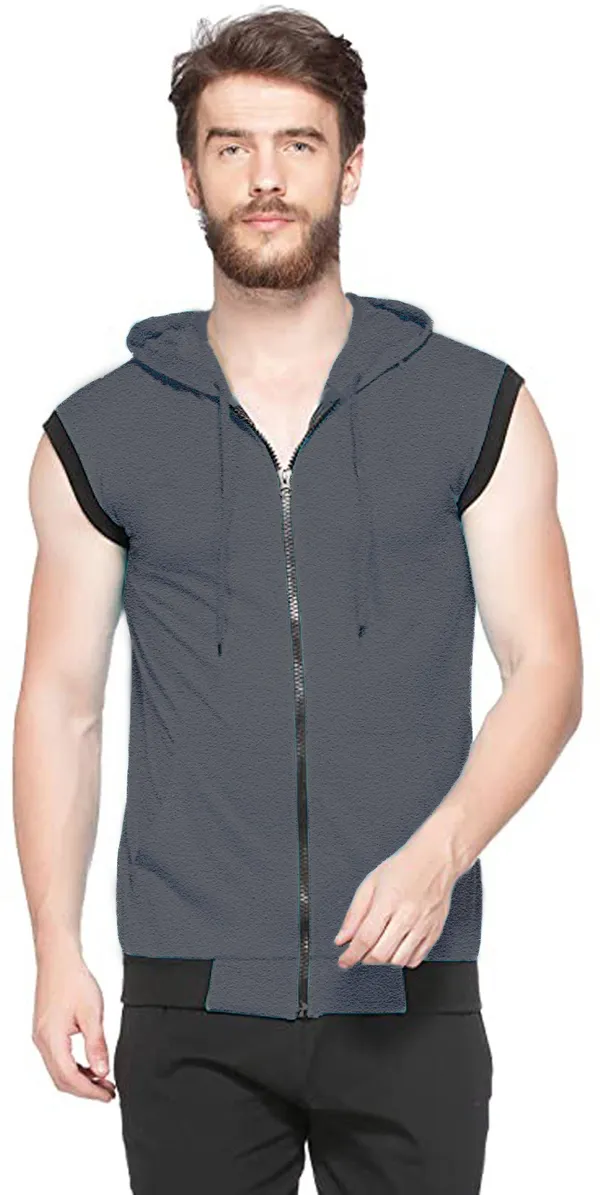 Grey_Cotton_Solid_Hooded_Neck_Regukar_Fit_T-Shirt_For_Men