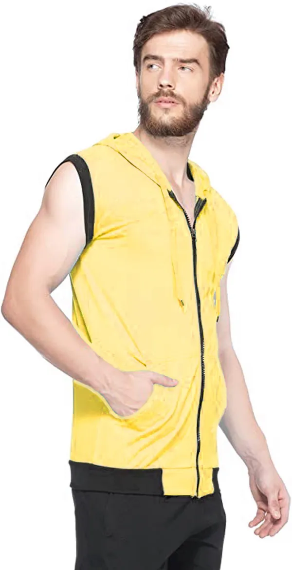 Yellow_Cotton_Solid_Hooded_Neck_Regukar_Fit_T-Shirt_For_Men