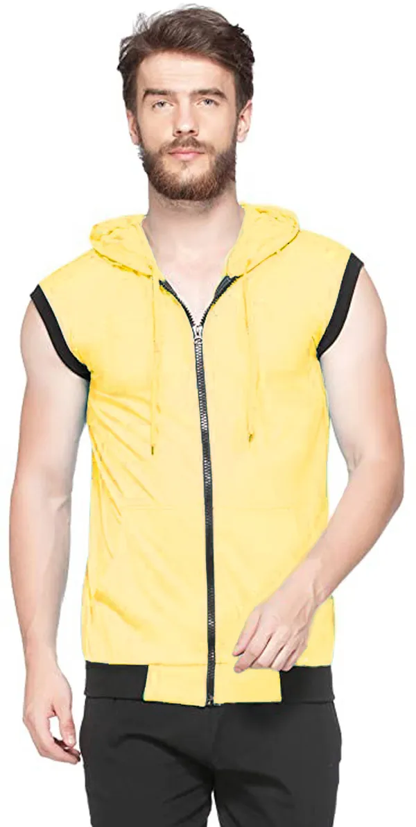 Yellow_Cotton_Solid_Hooded_Neck_Regukar_Fit_T-Shirt_For_Men
