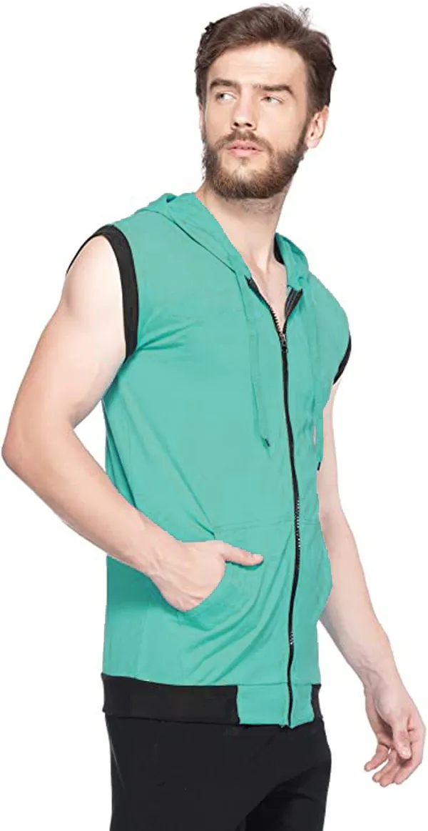Light_Green_Cotton_Solid_Men_Hooded_Neck_Light_Regukar_Fit_T-Shirt_For_Men