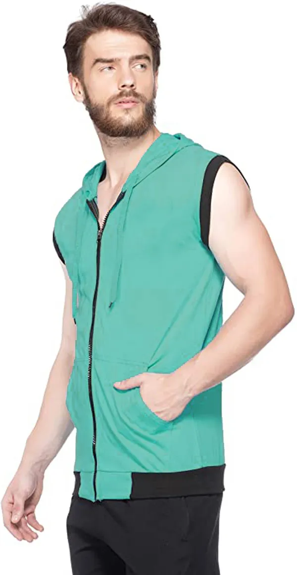 Light_Green_Cotton_Solid_Men_Hooded_Neck_Light_Regukar_Fit_T-Shirt_For_Men