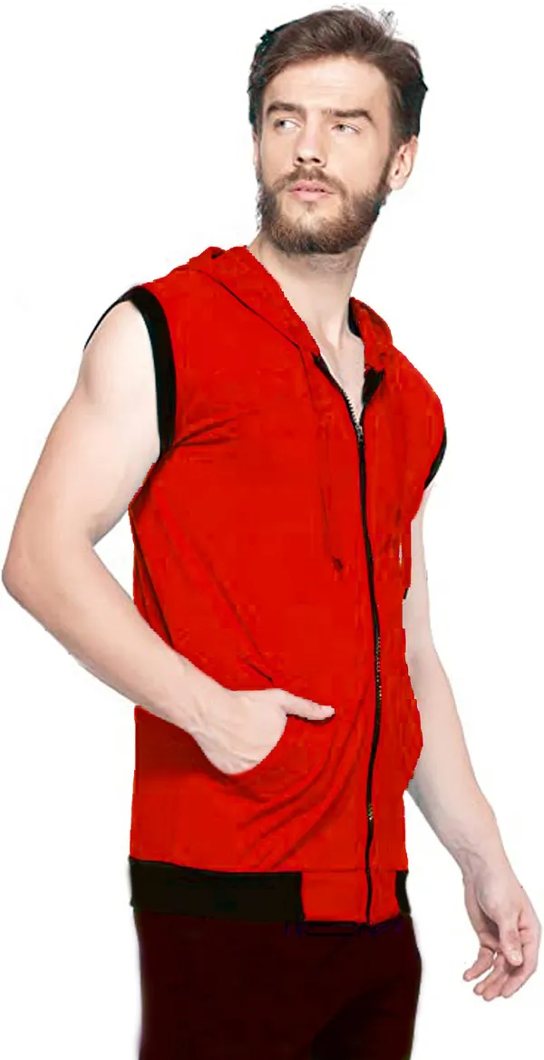 Red_Cotton_Solid_Hooded_Neck_Regukar_Fit_T-Shirt_For_Men