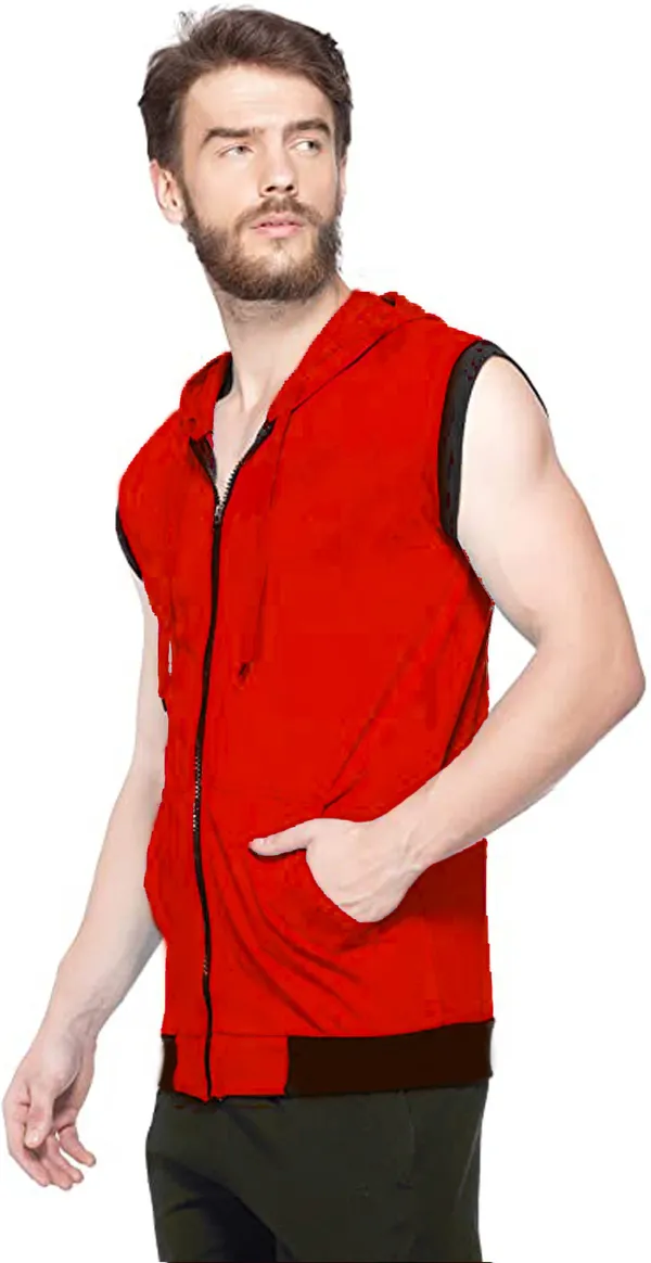 Red_Cotton_Solid_Hooded_Neck_Regukar_Fit_T-Shirt_For_Men