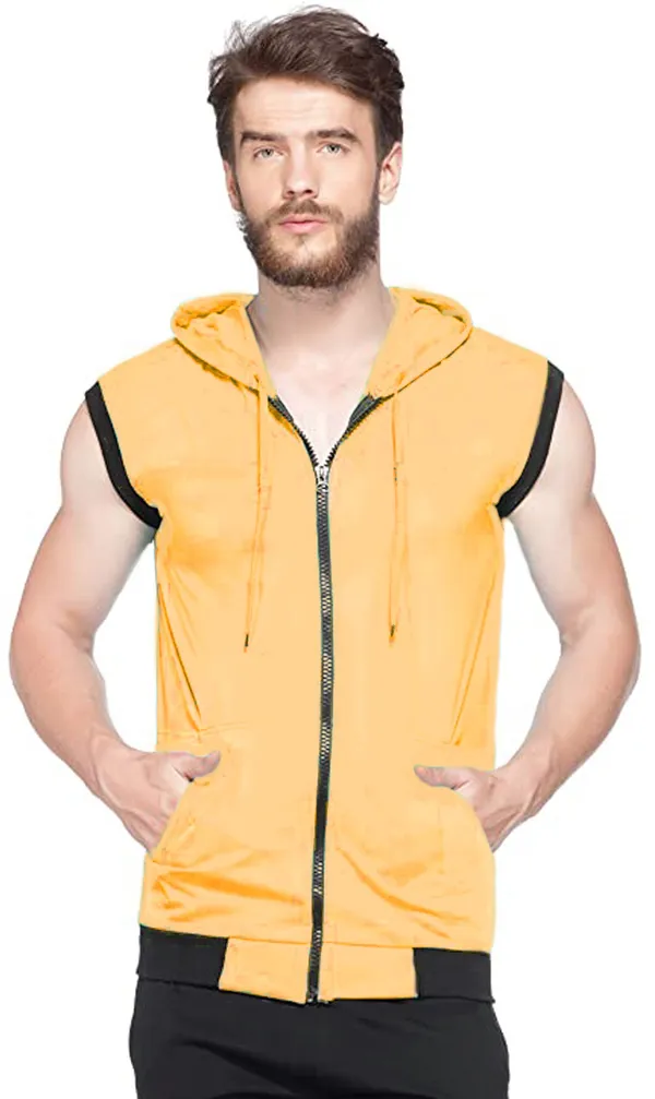 Yellow_Cotton_Solid_Hooded_Neck_Regukar_Fit_T-Shirt_For_Men