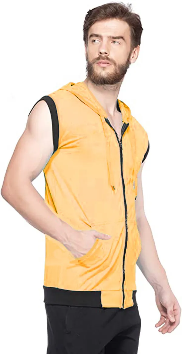 Yellow_Cotton_Solid_Hooded_Neck_Regukar_Fit_T-Shirt_For_Men