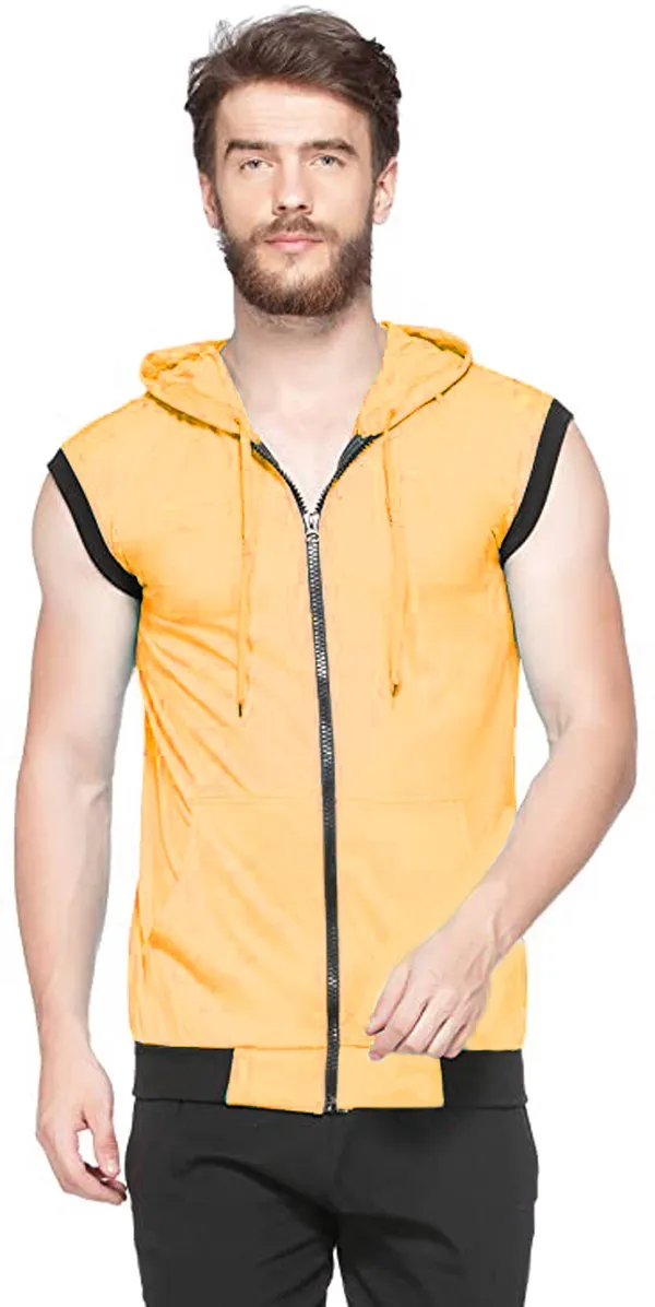 Yellow_Cotton_Solid_Hooded_Neck_Regukar_Fit_T-Shirt_For_Men