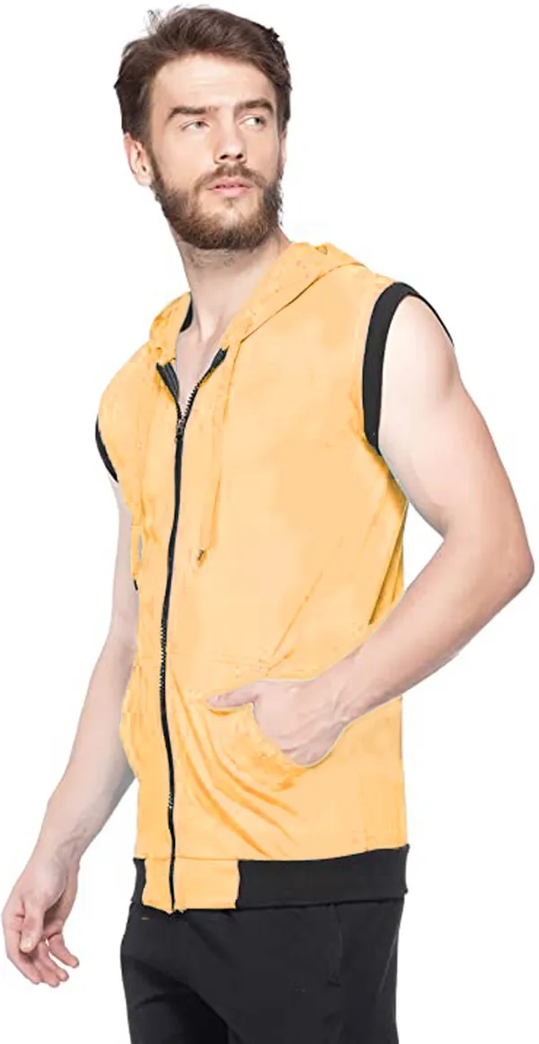 Yellow_Cotton_Solid_Hooded_Neck_Regukar_Fit_T-Shirt_For_Men