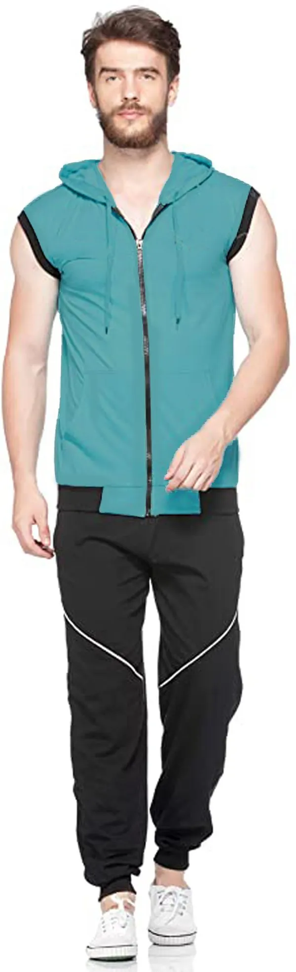 Dark_Blue_Cotton_Solid_Hooded_Neck_Regukar_Fit_T-Shirt_For_Men