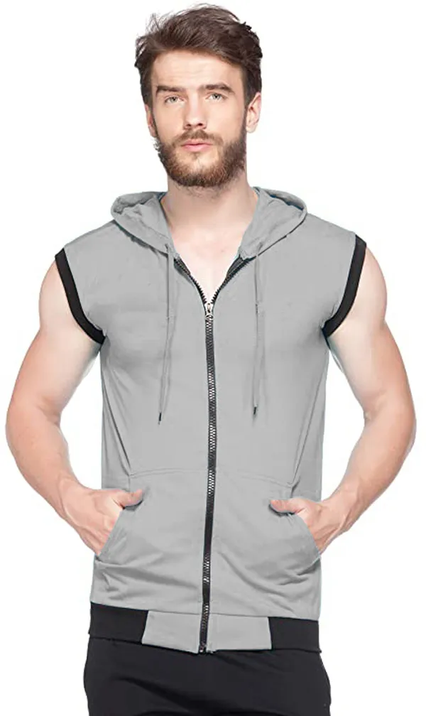Grey_Cotton_Solid_Hooded_Neck_Regukar_Fit_T-Shirt_For_Men