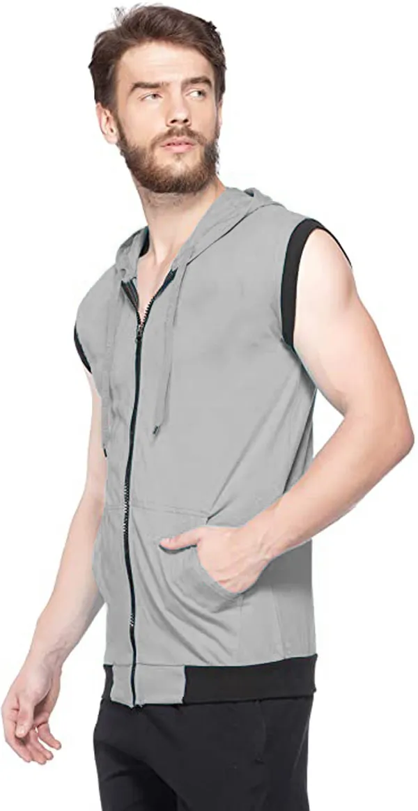 Grey_Cotton_Solid_Hooded_Neck_Regukar_Fit_T-Shirt_For_Men