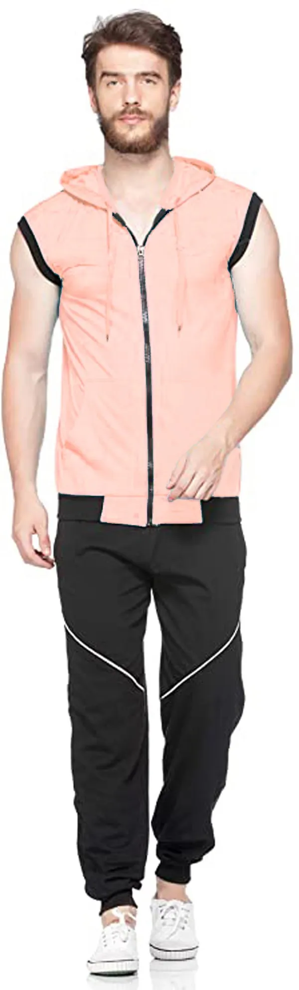 Pink_Cotton_Solid_Hooded_Neck_Pink_Regukar_Fit_T-Shirt_for_men