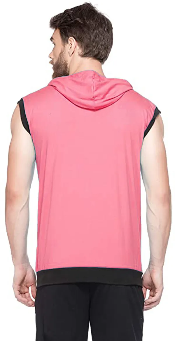 Pink_Cotton_Solid_Hooded_Neck_Regukar_Fit_T-Shirt_For_Men