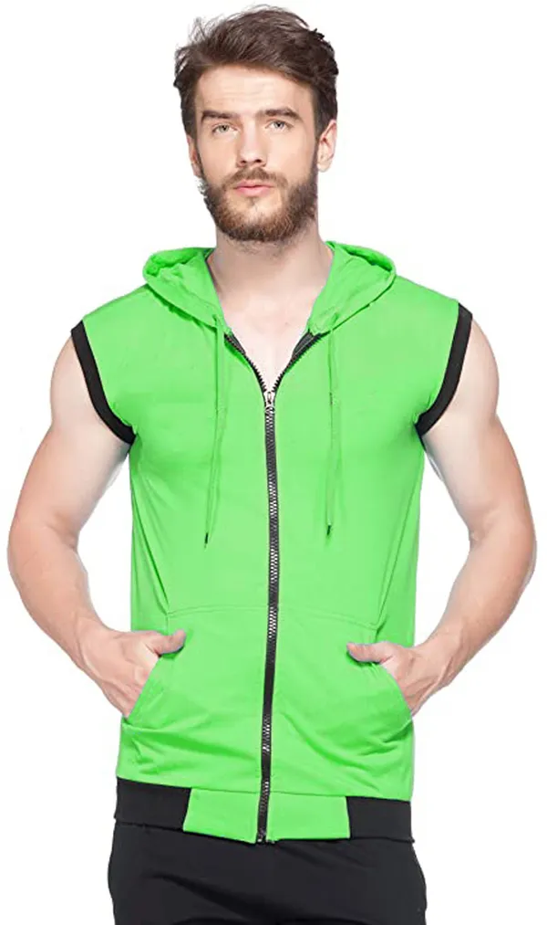 Green_Cotton_Solid_Hooded_Neck_Regukar_Fit_T-Shirt_For_Men