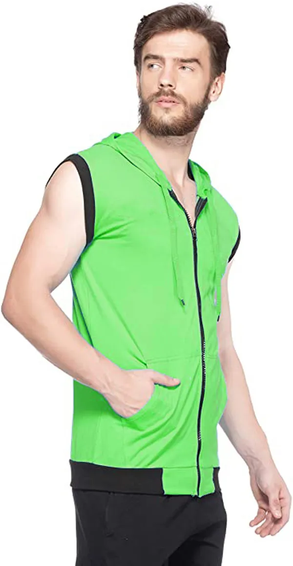 Green_Cotton_Solid_Hooded_Neck_Regukar_Fit_T-Shirt_For_Men