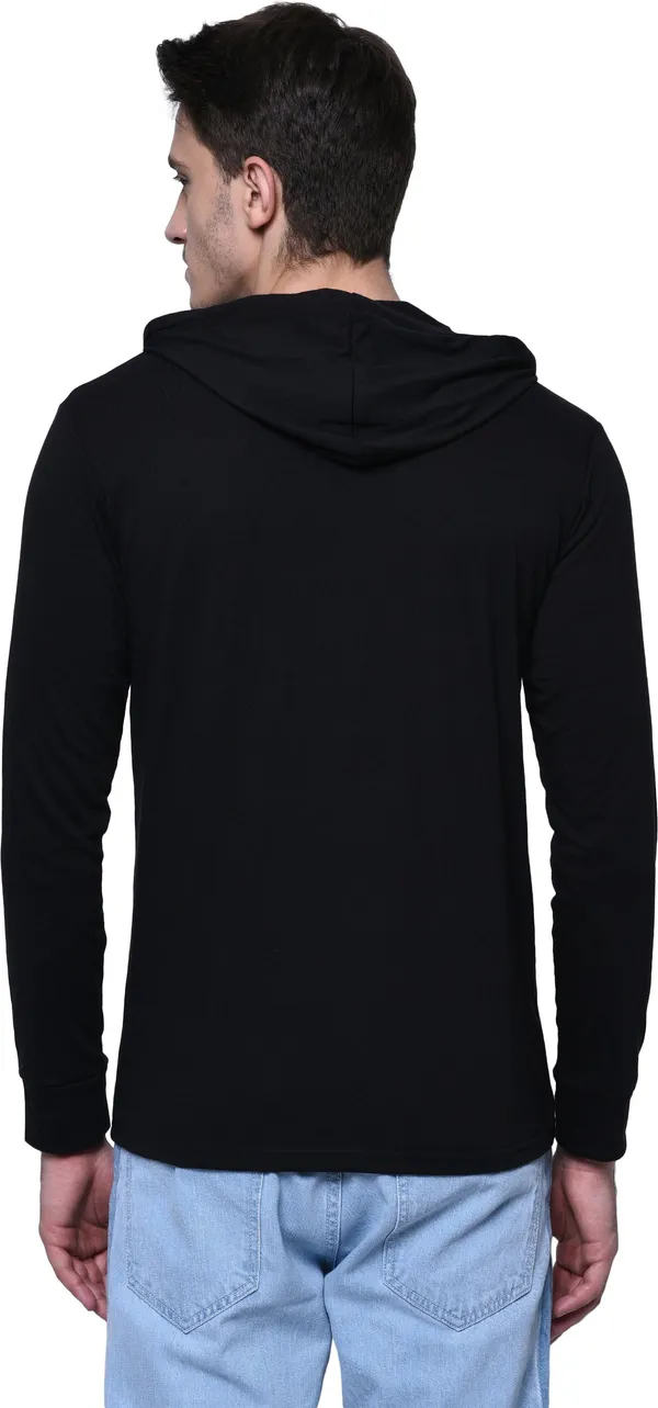 Black_Cotton_Solid_Hooded_Neck__Regukar_Fit_T-Shirt_For_Men
