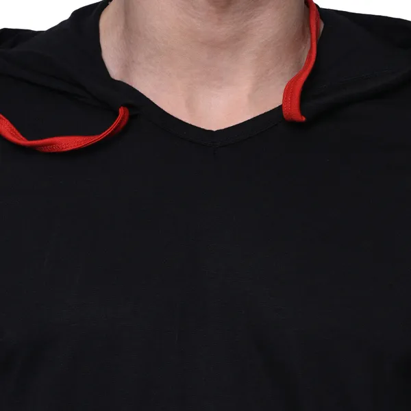 Black_Cotton_Solid_Hooded_Neck__Regukar_Fit_T-Shirt_For_Men