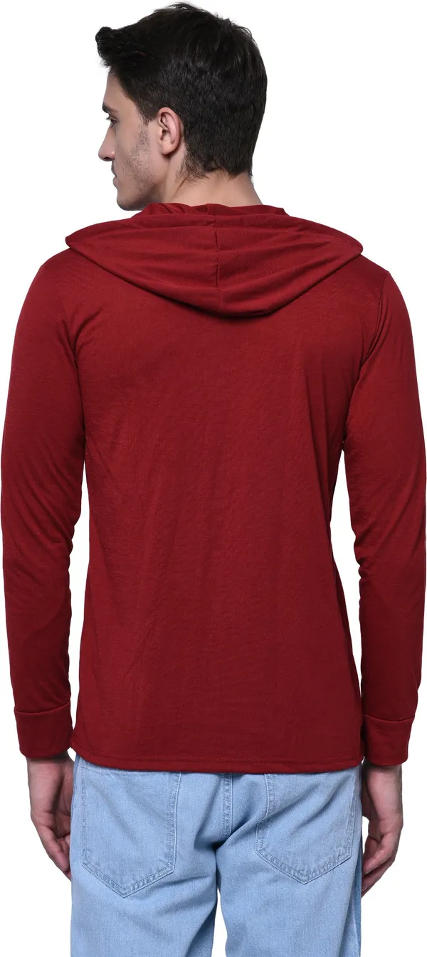 Maroon_Cotton_Solid_Men_Hooded_Neck_Regukar_Fit_T-Shirt_For_Men