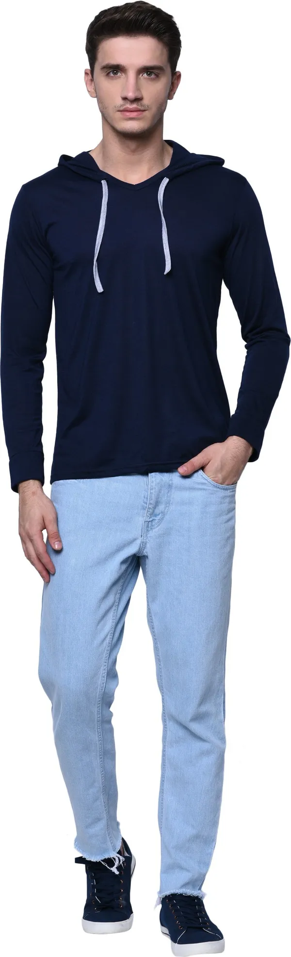 Red_Cotton_Solid_Hooded_Neck_Regukar_Fit_T-Shirt_for_men