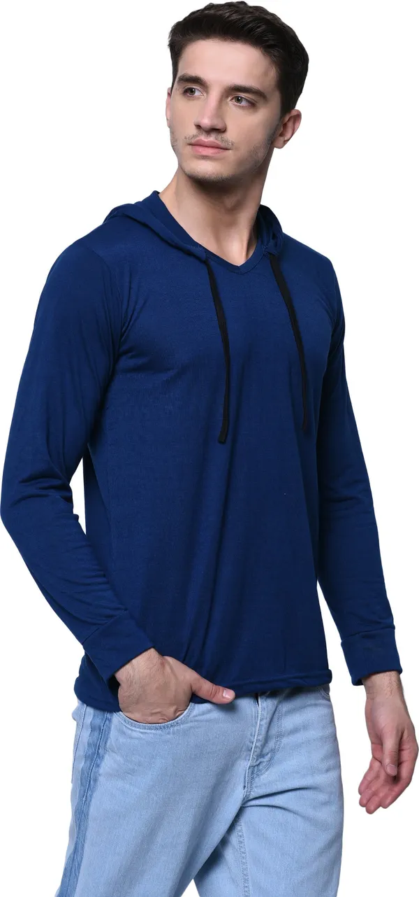 Dark_Blue_Cotton_Solid_Hooded_Neck_Regukar_Fit_T-Shirt_For_Men