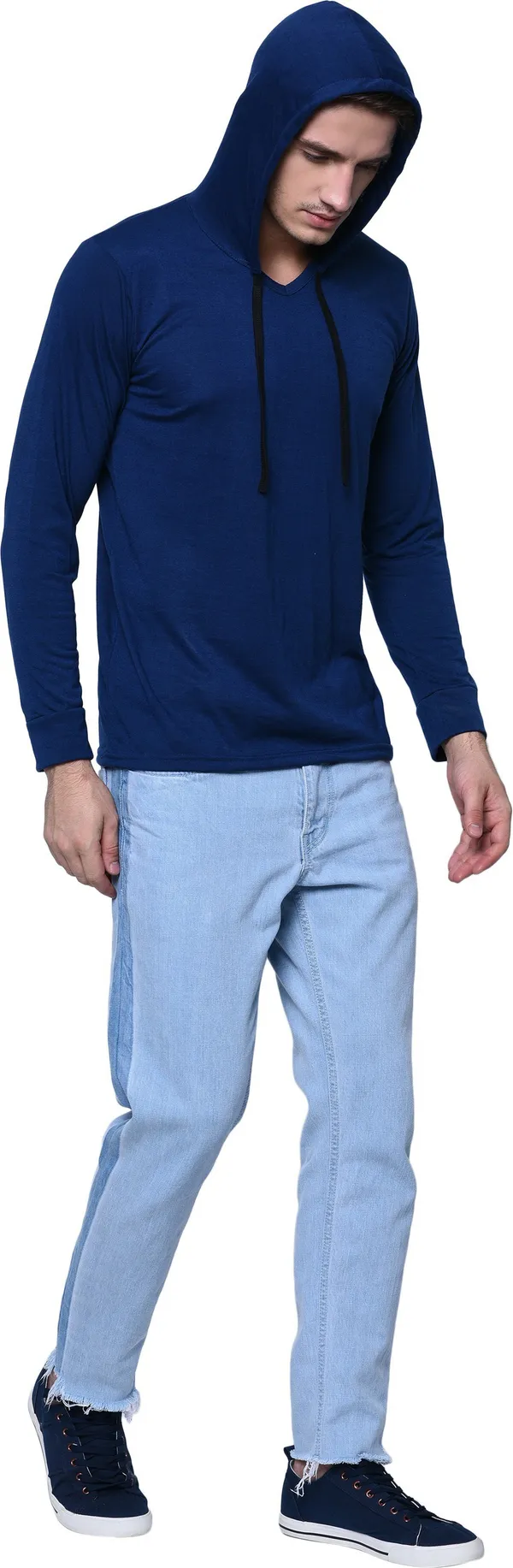 Dark_Blue_Cotton_Solid_Hooded_Neck_Regukar_Fit_T-Shirt_For_Men