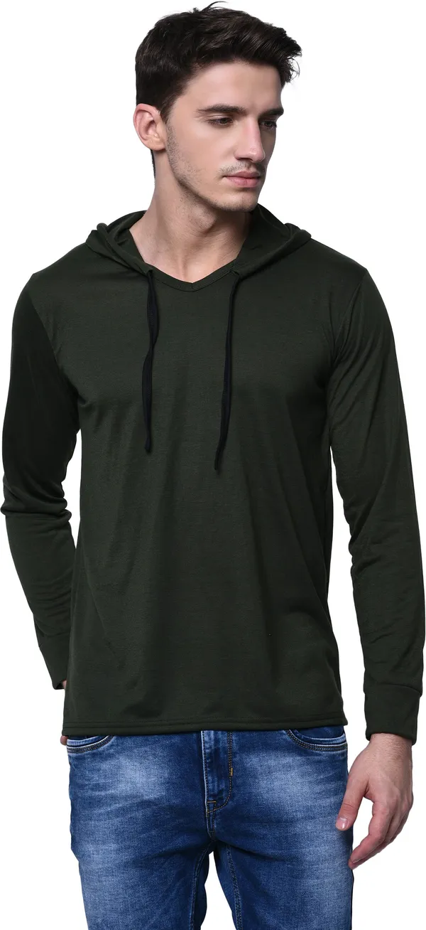 Dark_Green_Cotton_Solid_Hooded_Neck_Regukar_Fit_T-Shirt_for_men