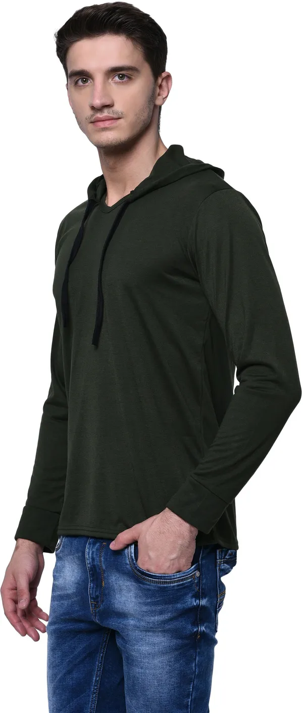 Dark_Green_Cotton_Solid_Hooded_Neck_Regukar_Fit_T-Shirt_for_men
